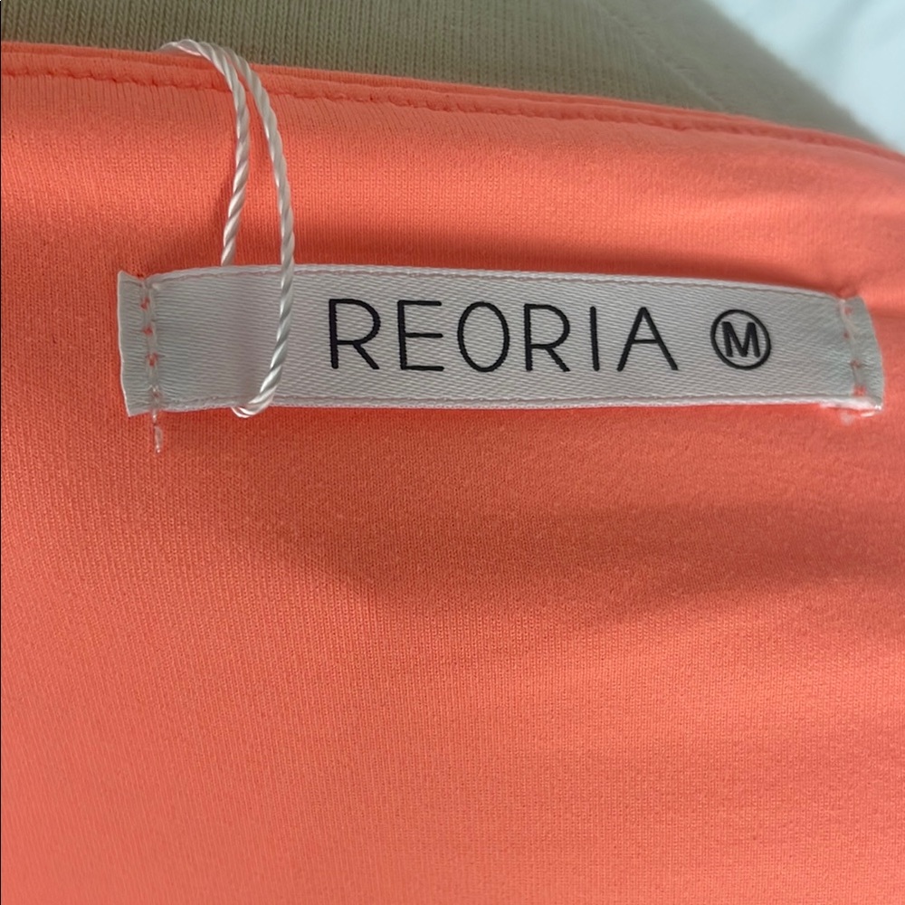 NWT REORIA Coral Orange Square Neck Tank Bodysuit w/Snap Closure - Size Medium - Picture 2 of 10